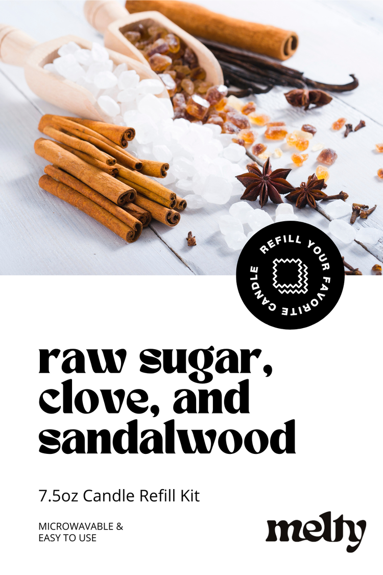Candle Refill Kit - Raw Sugar, Clove, and Sandalwood | Spicy Fragrance